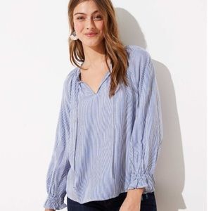 LOFT Striped Peplum Back Top